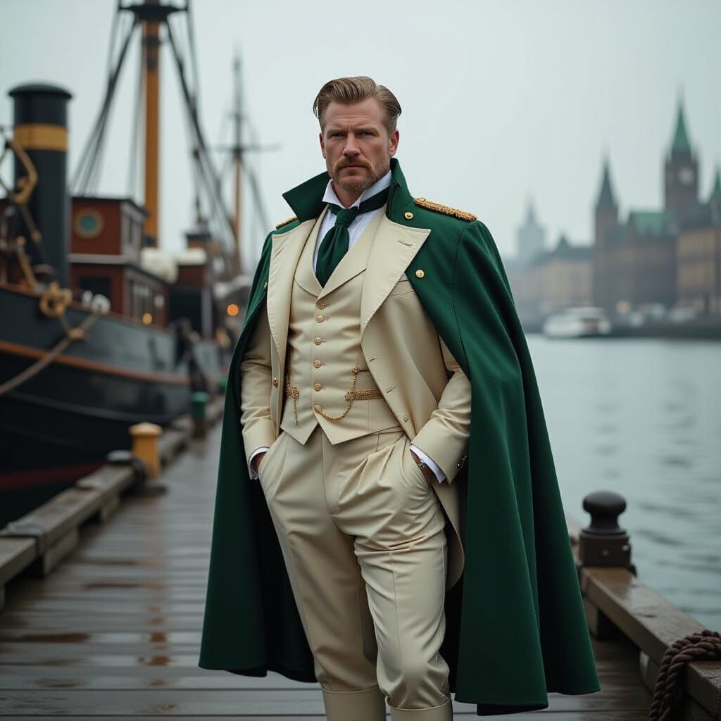 Victorian Gentleman in Steampunk City