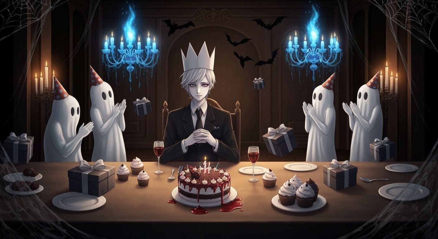 Goth Teen's Eerie Birthday Ball in Candlelit Ballroom
