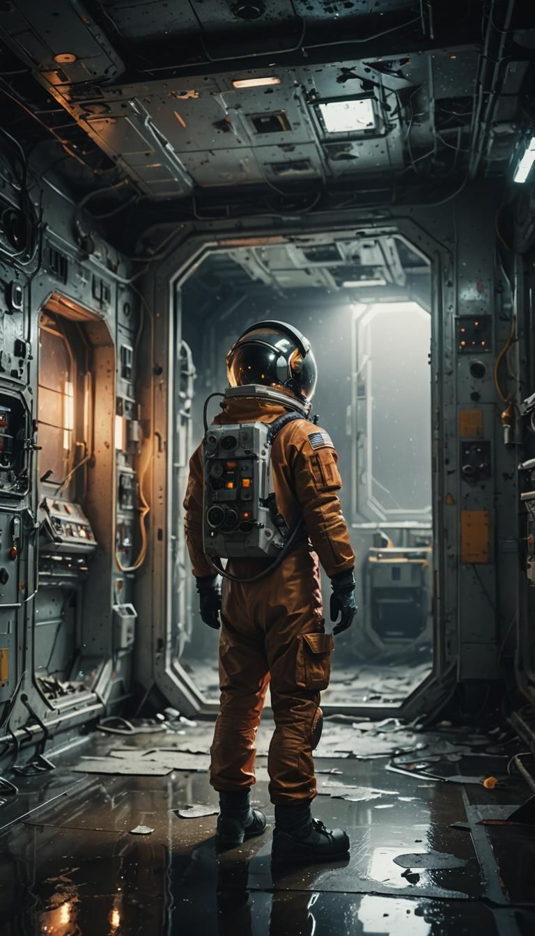 Astronaut in Abandoned Space Station Concept Art