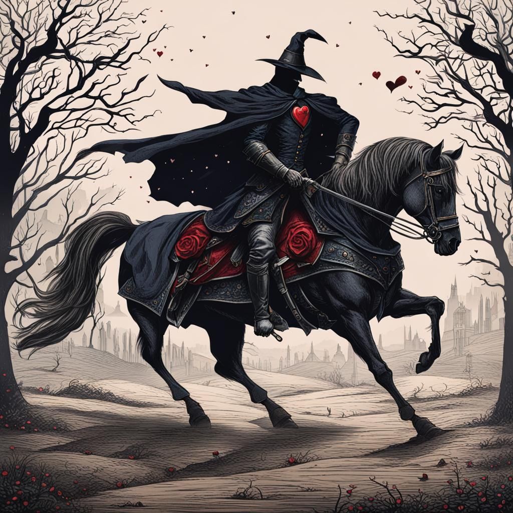 Valentine's Day Headless Horseman Illustration