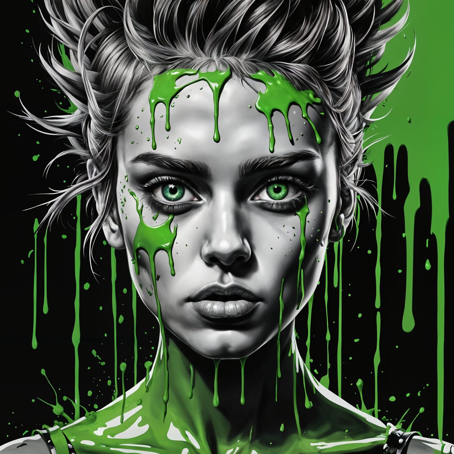 Ethereal Ink Portrait in Hyperrealism Style