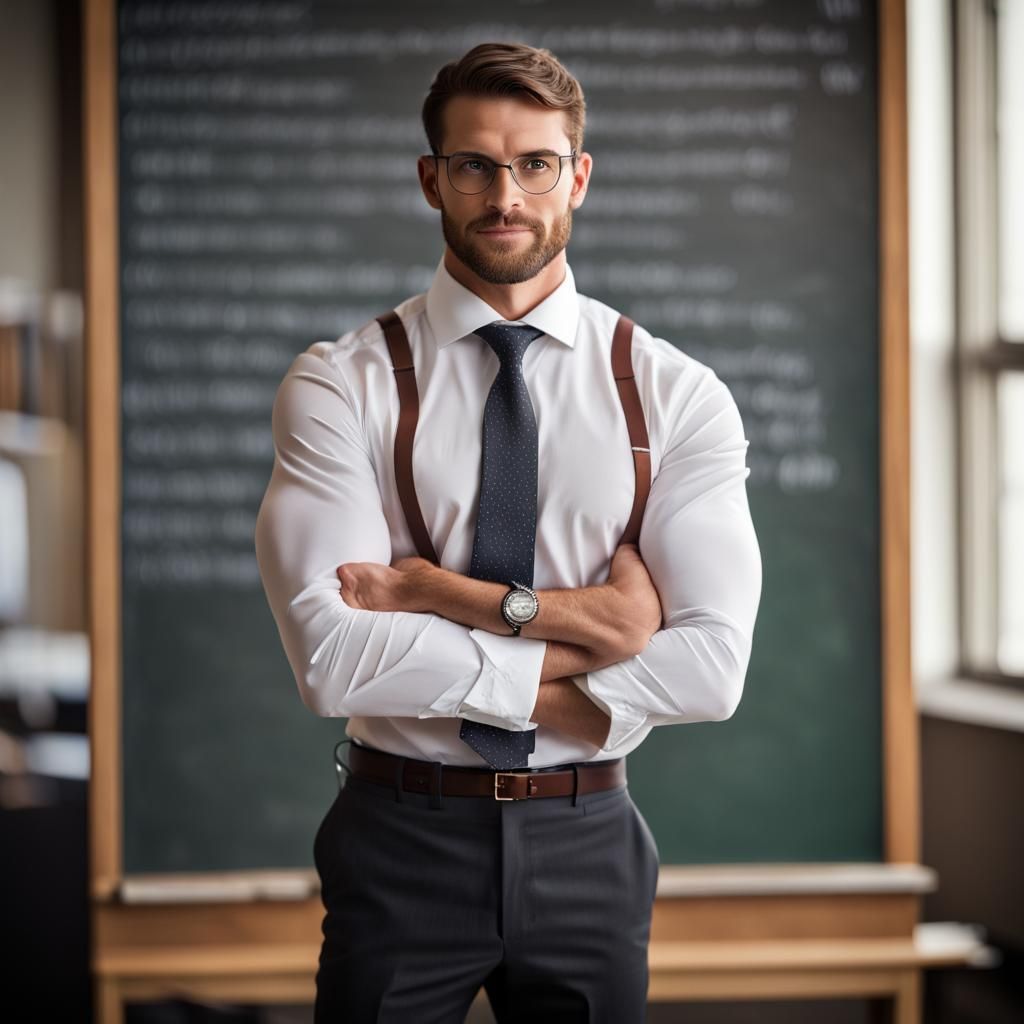 Handsome Teacher in White Shirt, Professional Photo