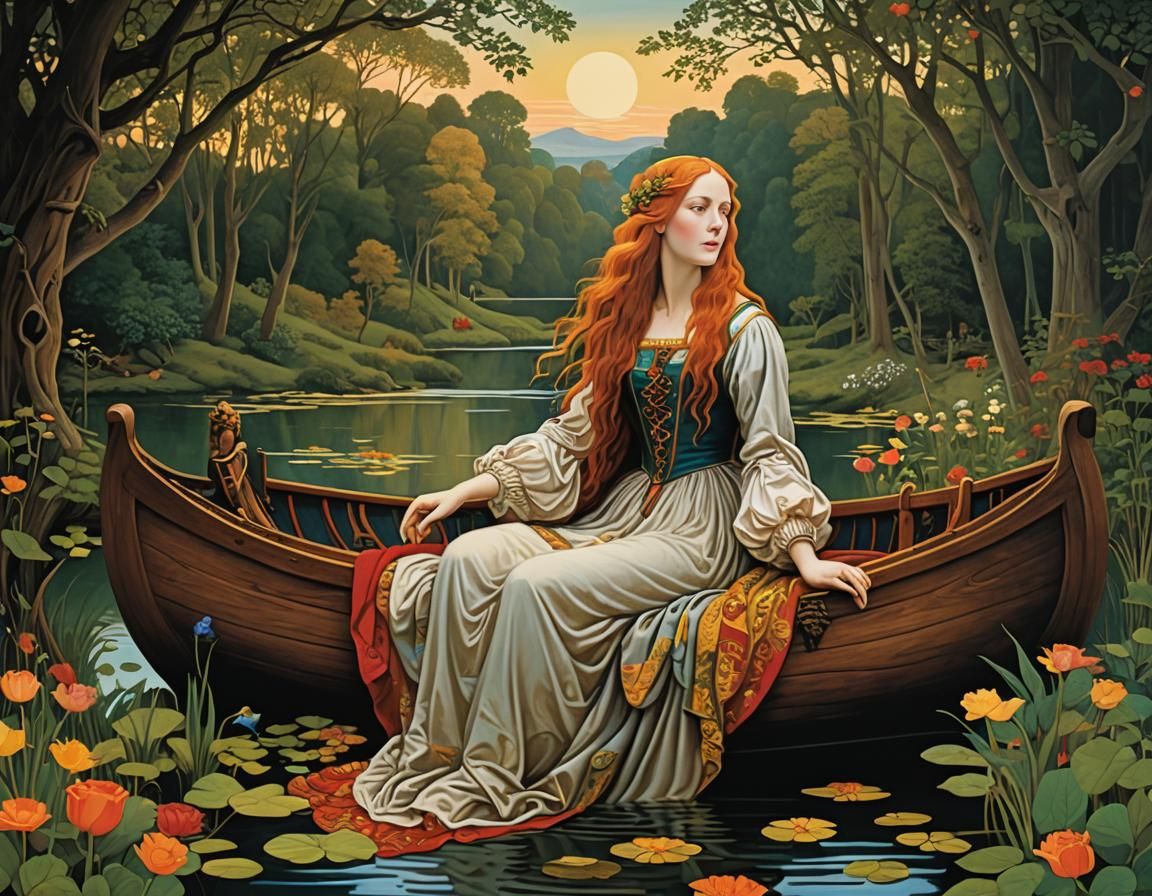 Lady of Shalott in Milton Glaser Style