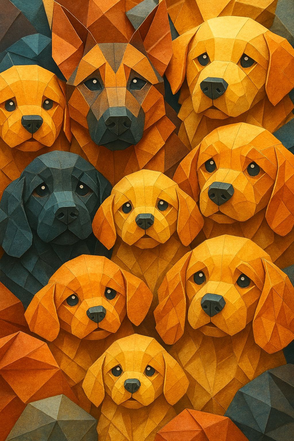 Origami Puppies in Hyperrealistic Style