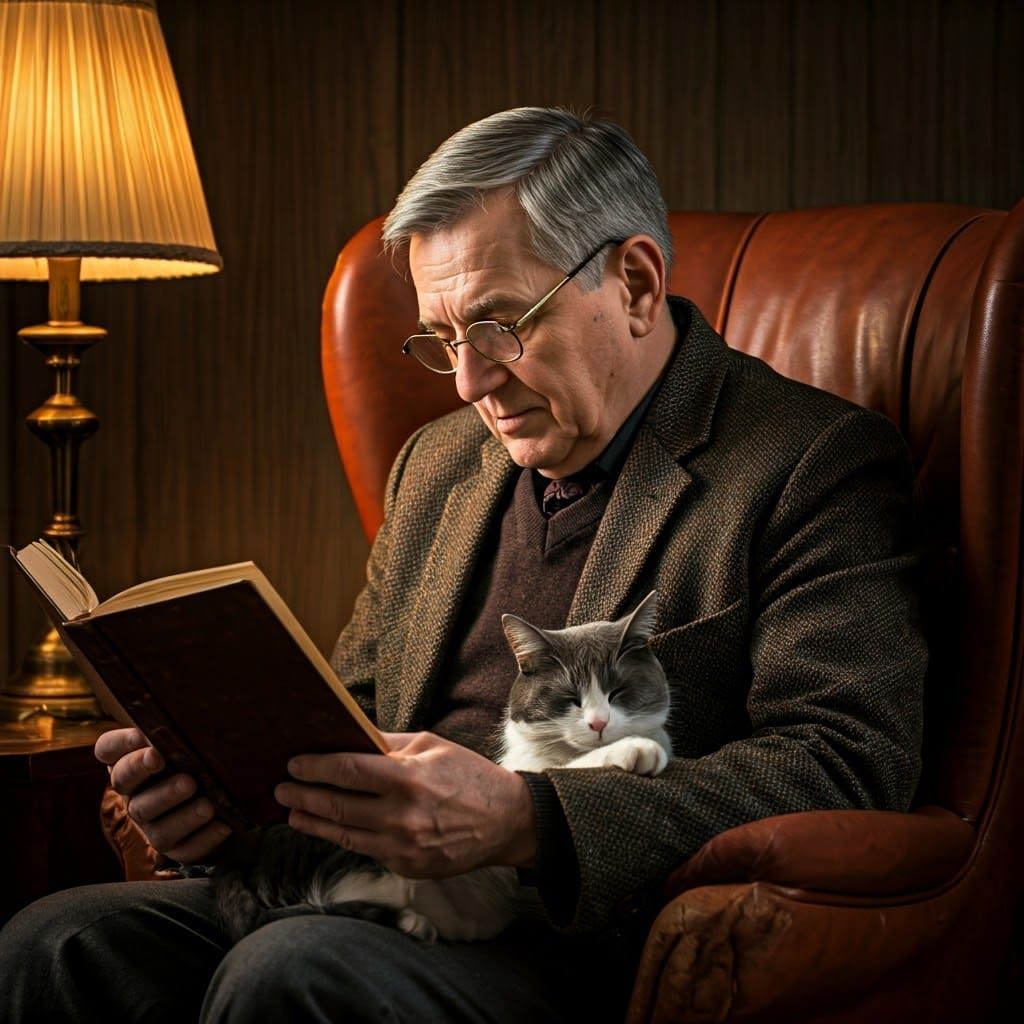 Comforting Gentleman in Cozy Study