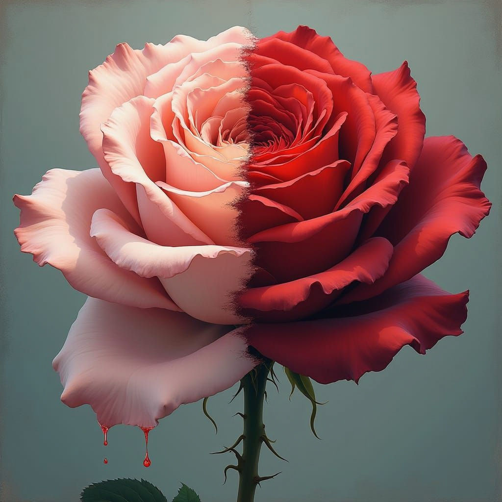 Rose with Contrasting Health and Beauty