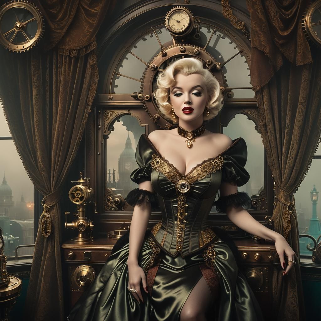 Marilyn Monroe in Steampunk Victorian Boudoir