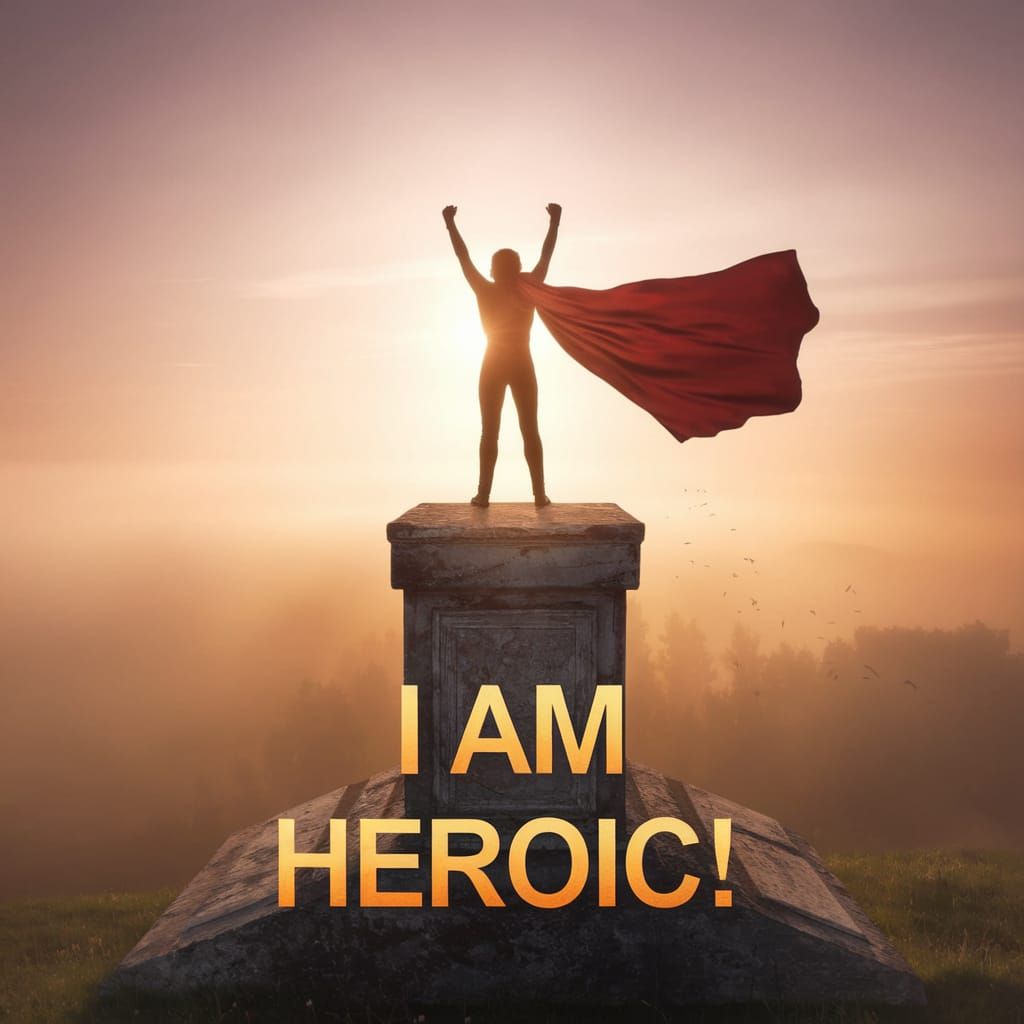 Heroic Figure Basks in Sunset Glory