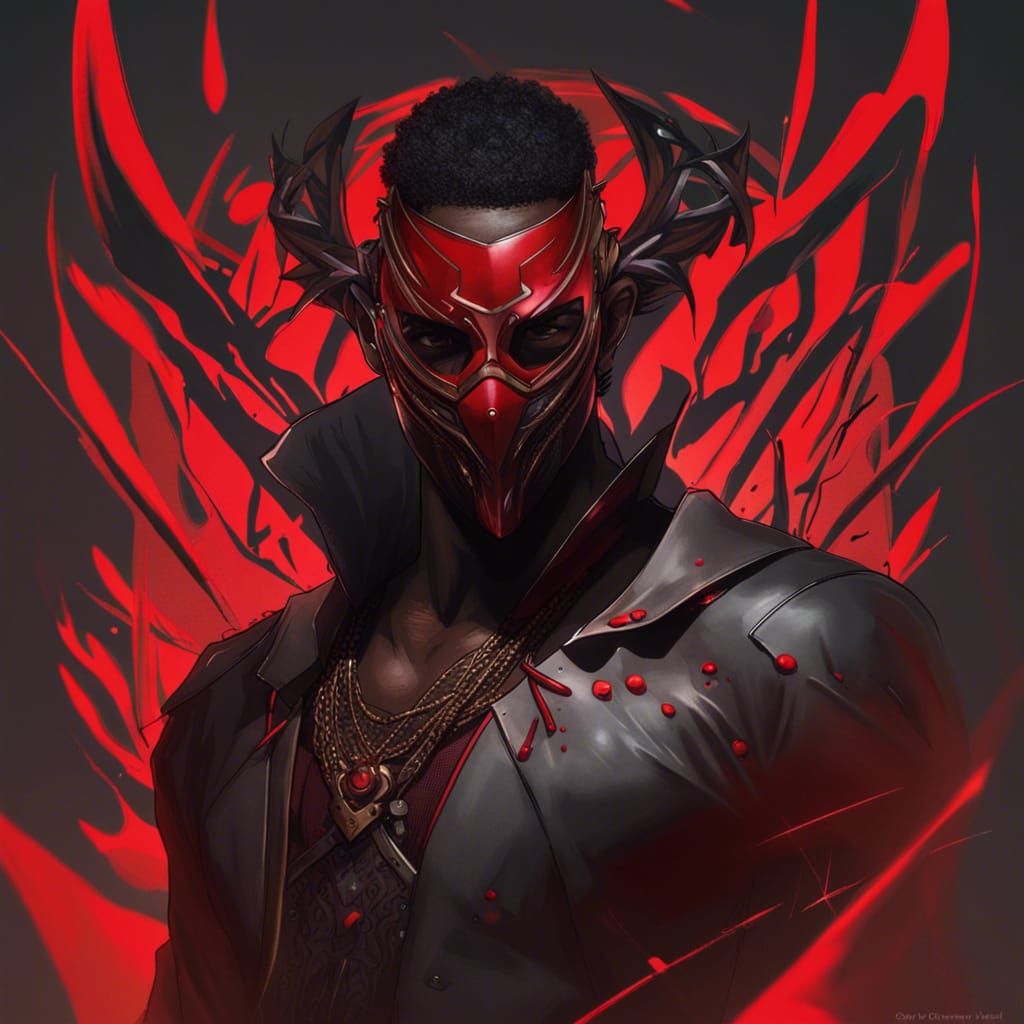 Masked Man Portrait in Hyperdetailed Style