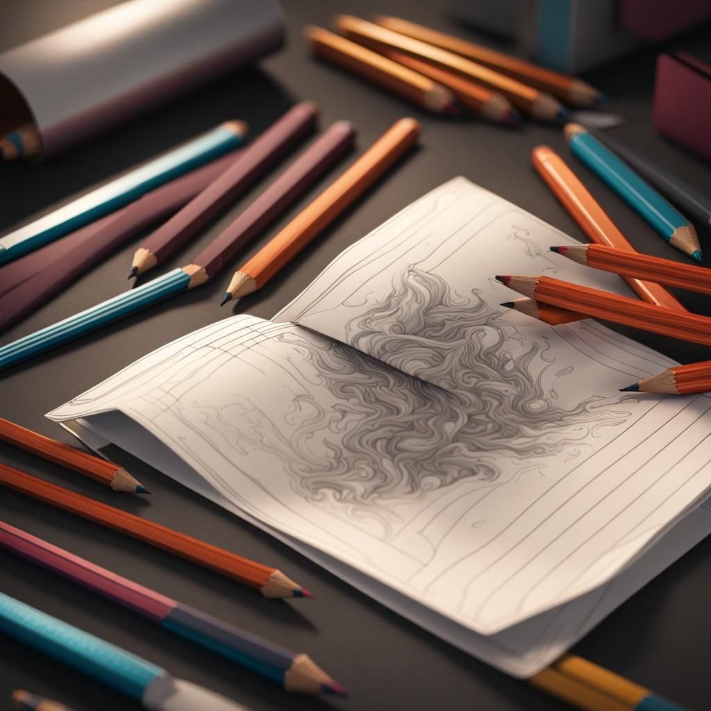 Pencils Eating Paper: Detailed Matte Painting