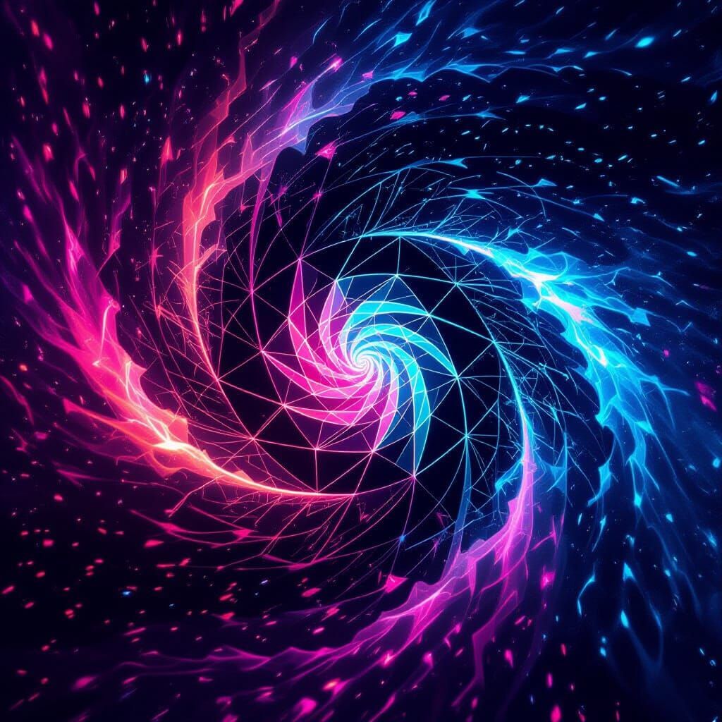 Distorted Celestial Patterns in Digital Noise Vortex