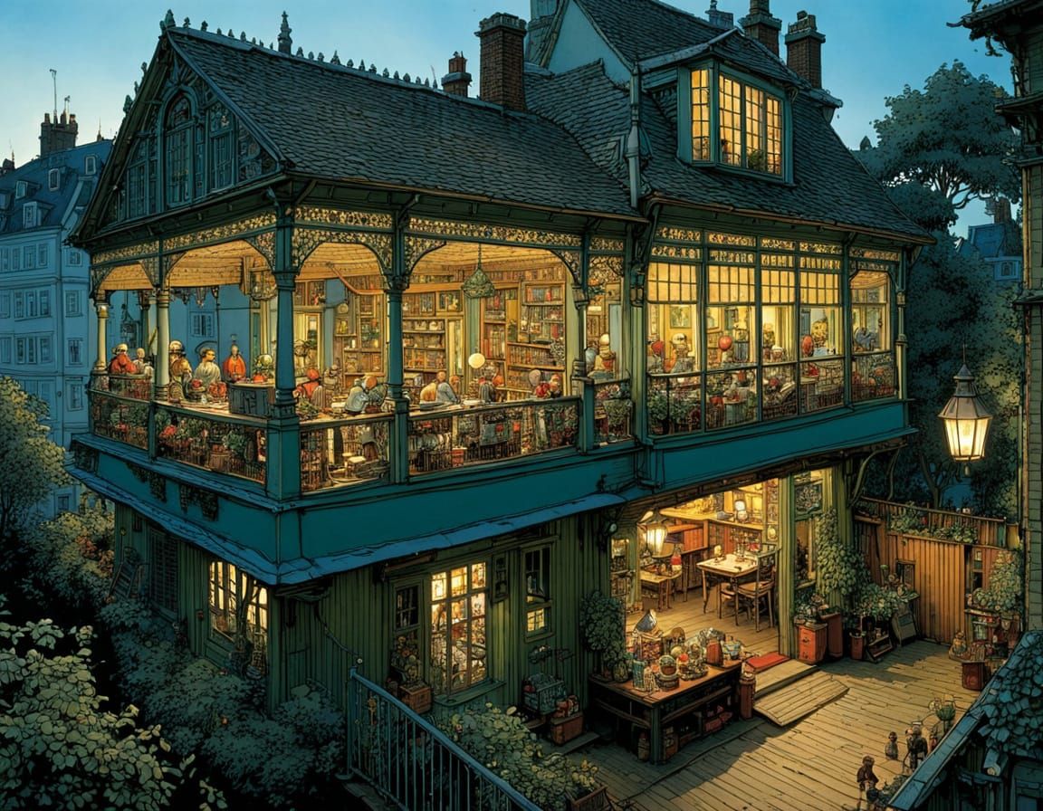 Whimsical Family Scene on a Summer Veranda