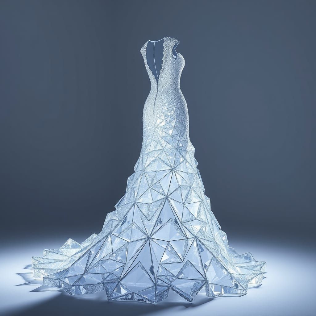 Breathtaking Crystal Wedding Dress Gleaming in Studio Light