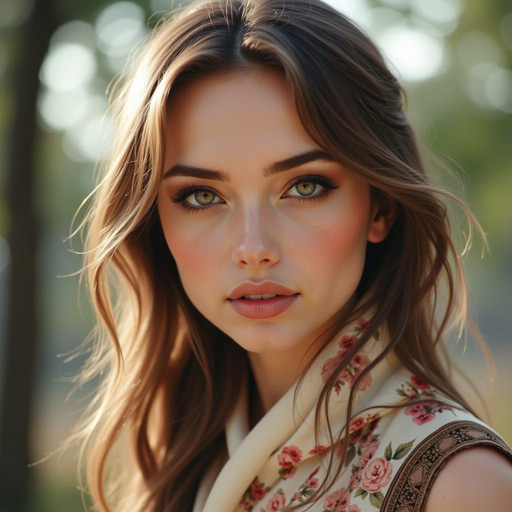 Beautiful Woman in Sumi-e Art Style