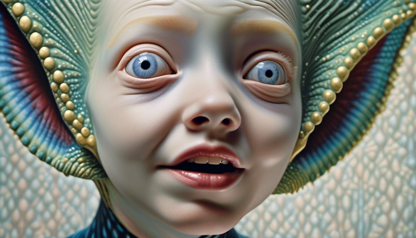 Alien Party: Hyperrealistic 20th Century Painting
