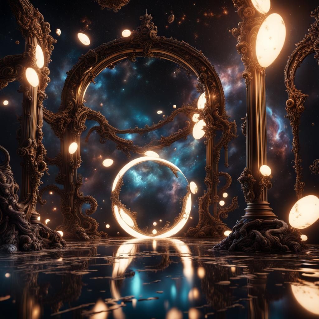 Mirrors Reflecting Galaxies as Digital Art