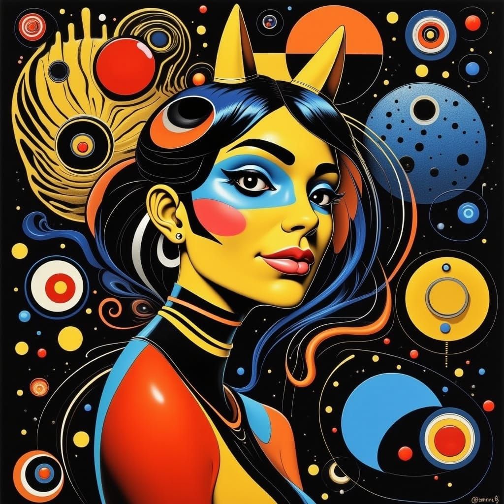 Ethereal Figure in Neon Bauhaus