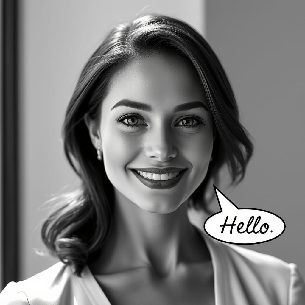 Elegant Woman in Soft Light, Says Hello in a Classic Comic S...