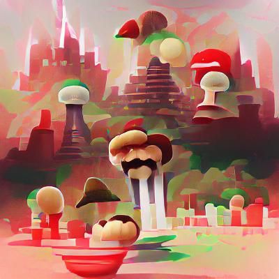 Surreal Bioluminescent Mushroom Landscape