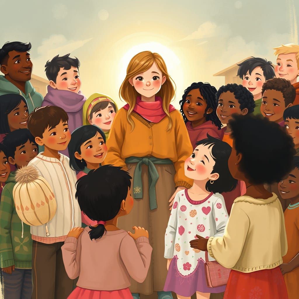 Eleanor and Children: Whimsical Art