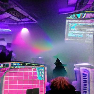 Vaporwave Wizard Rave with Neon Lights