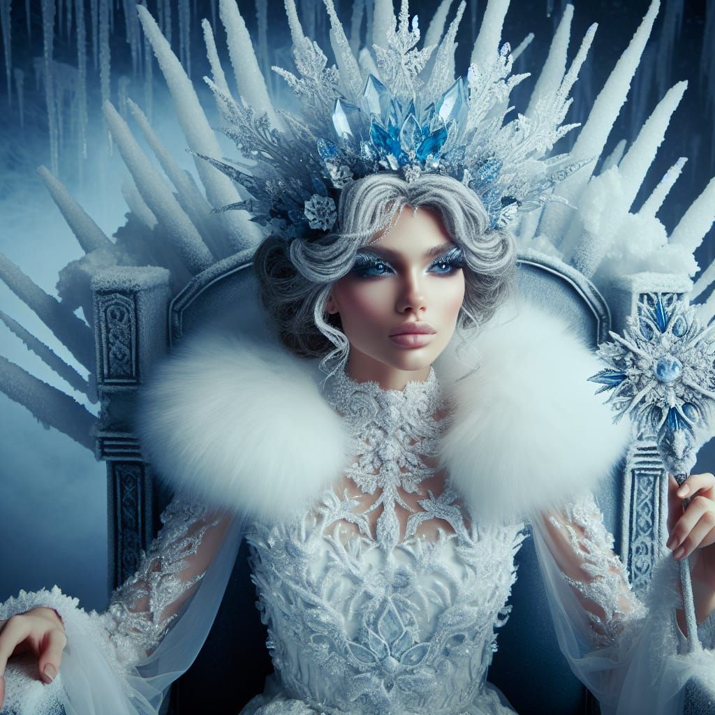 Majestic Ice Queen on Her Frozen Throne