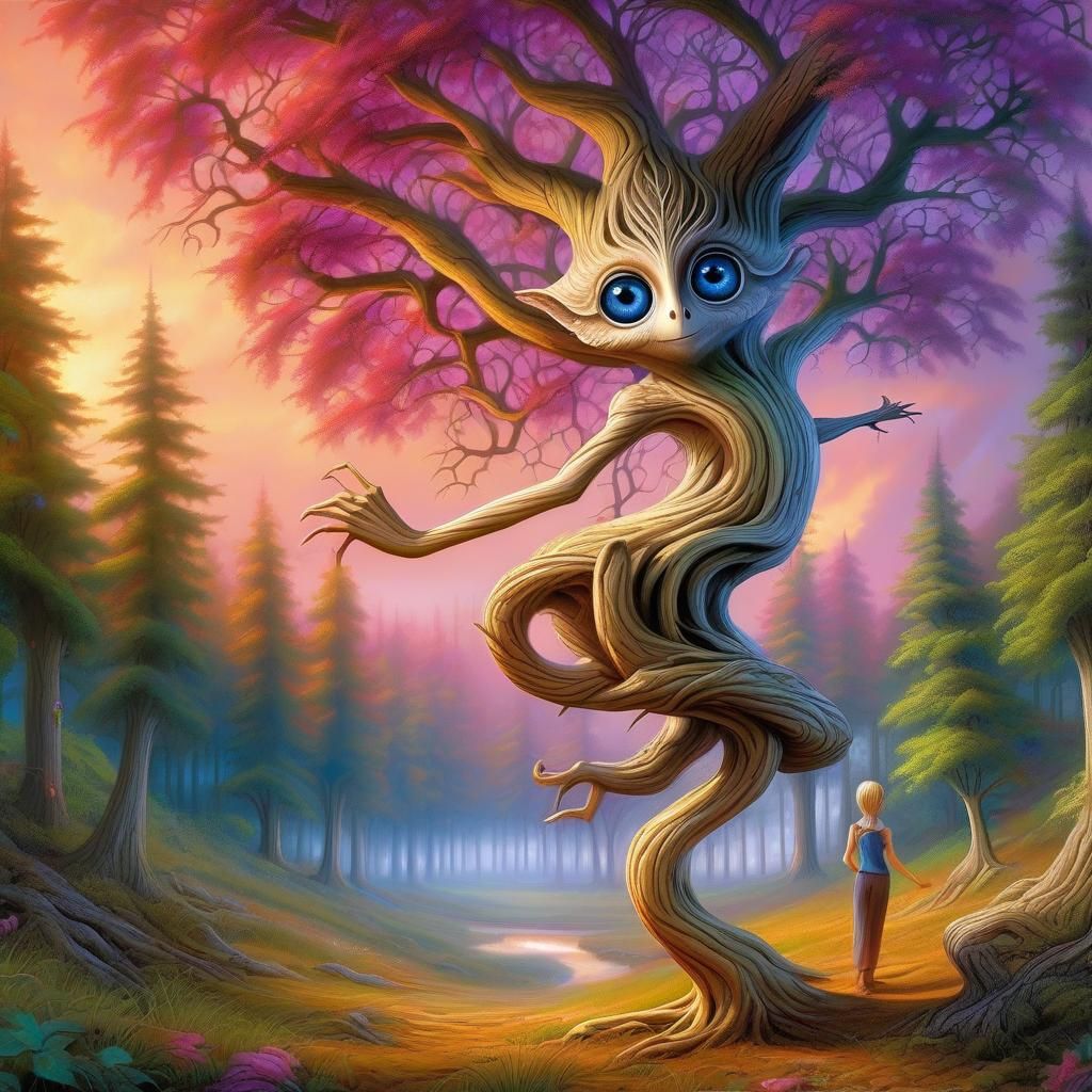 Enchanted Dancing Tree in Fantasy Forest