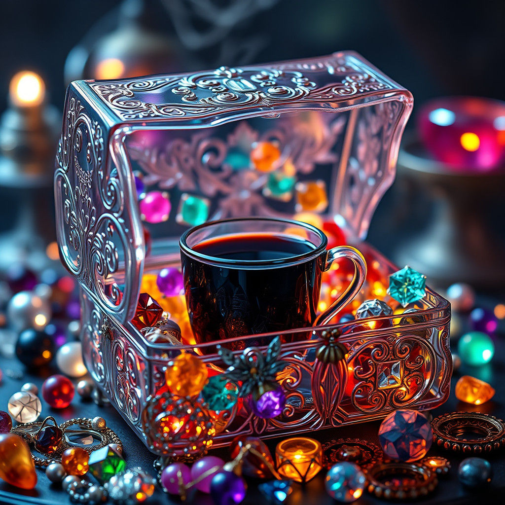 Glowing Glass Jewelry and Black Coffee
