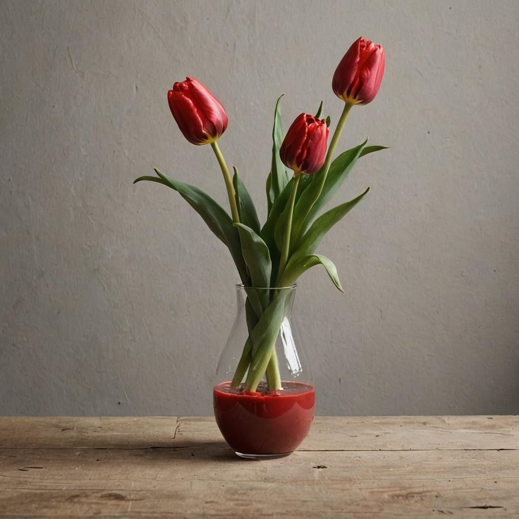 Red Tulip in Vase: A Simple Still Life