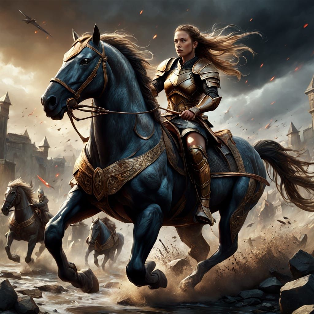 Hungarian Warrior on Warhorse in Fantasy Battlefield