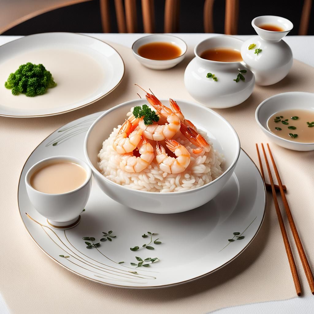 Delicious Shrimp and Rice with Milk Tea