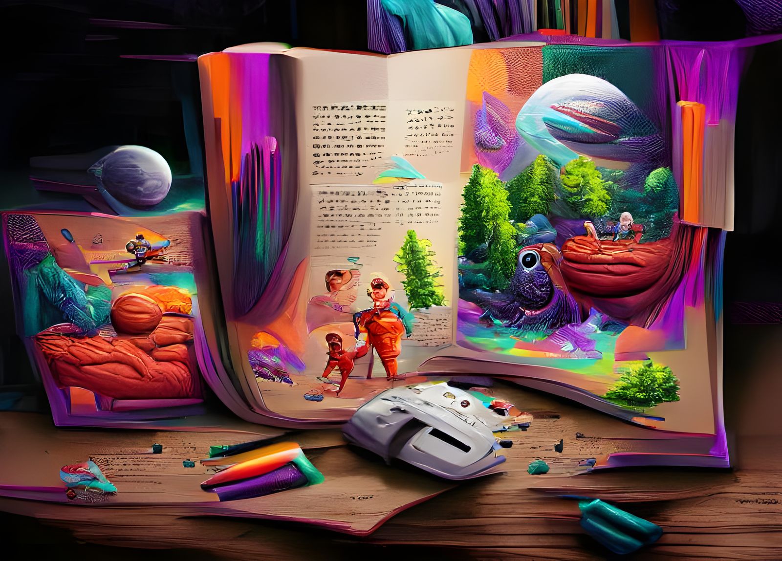 Space Quest Storybook Illustration in 8K Resolution