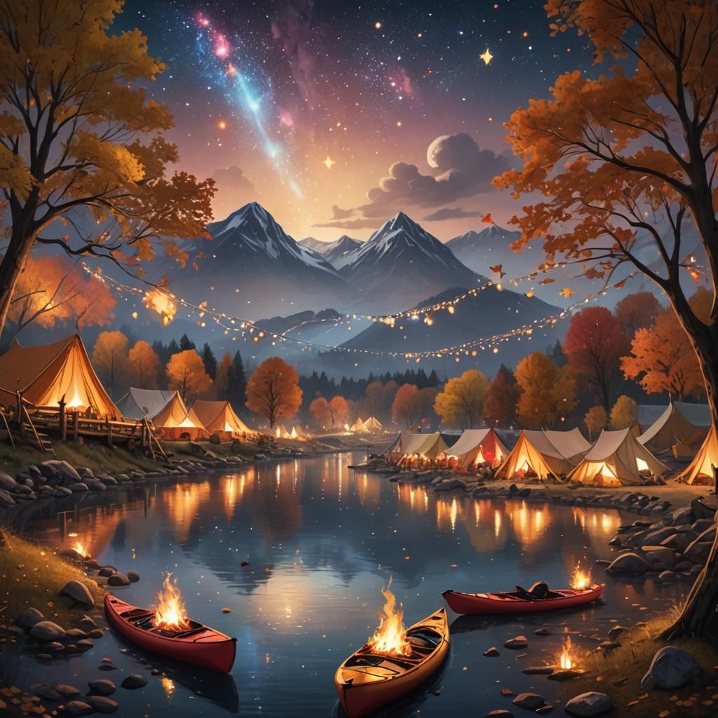 Autumn River Stage: A Fantasy Landscape