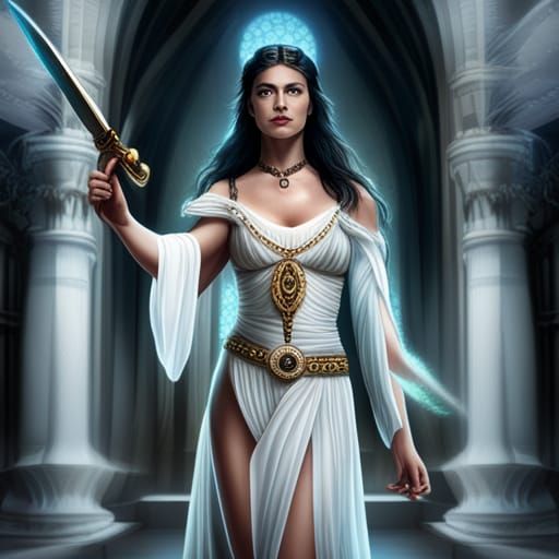 Amazon Priestess at Aphrodite's Altar: Fantasy Art