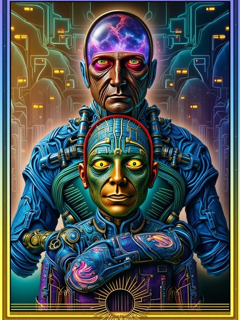 Electronic Man Teaches Child About Numbers, Cyberpunk Style