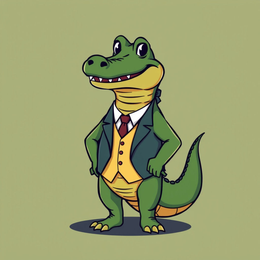Alligator Investigator in Minimalist Vector Art Style