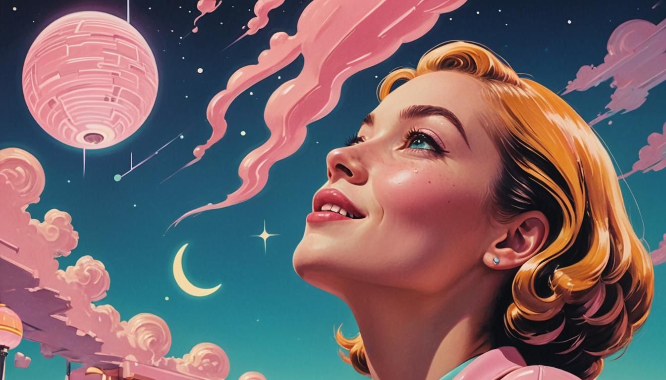 Retro-Futuristic Diner Scene in Pastel Colors