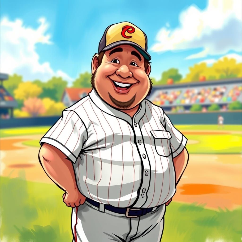 Jovial Baseball Fan in Nostalgic Norman Rockwell Style