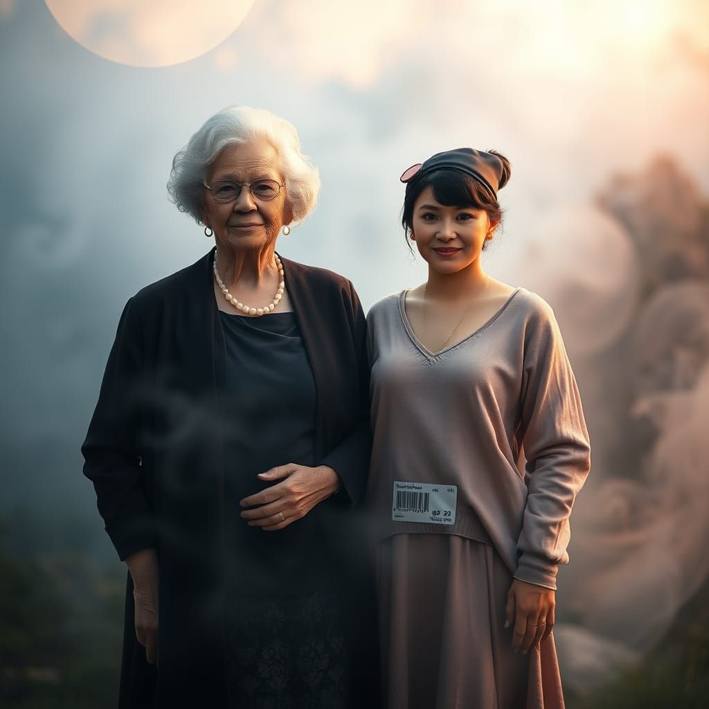 Elderly & Young Women with Rejuvenation Product in Serene La...