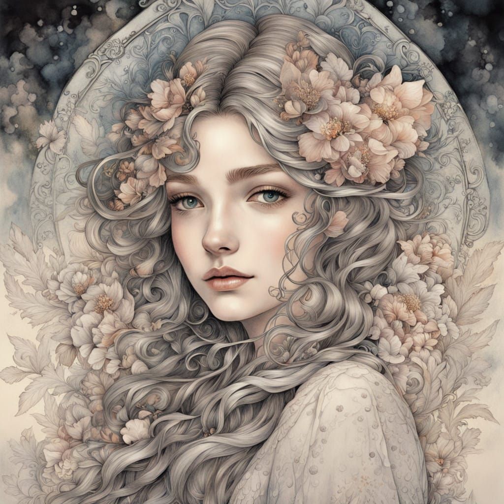 Whimsical Portrait of a Young Girl in a Dreamy Aura