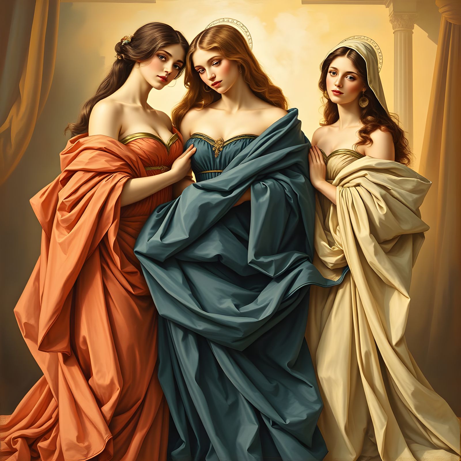 Elegant Renaissance Women in Raffaello Style
