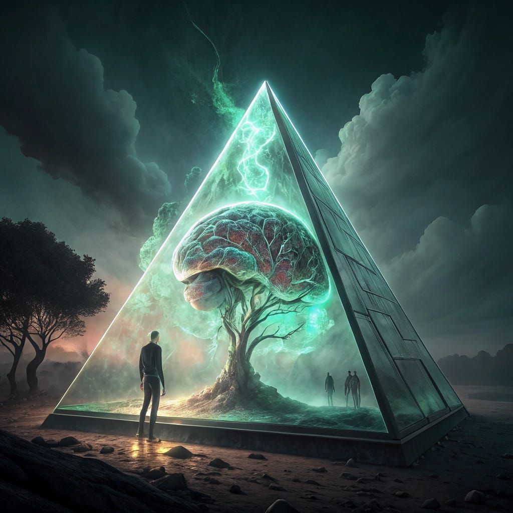 Ethereal Glass Spire Suspended in Futuristic Fog