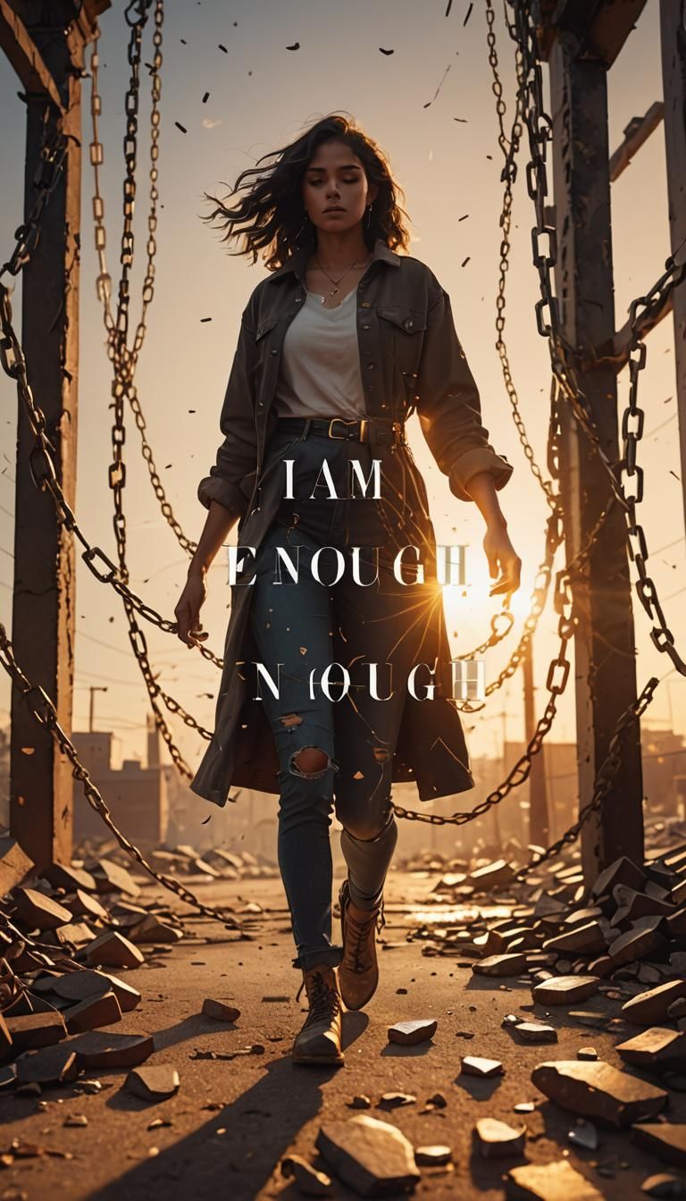 Empowered Woman Silhouette Breaking Free, Digital Art