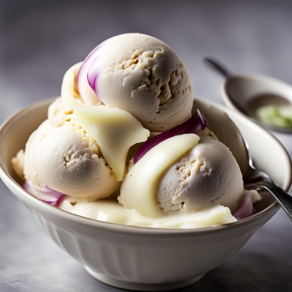 Ice Cream Topped with Onions
