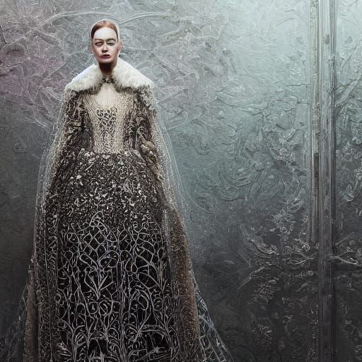 Surreal Digital Portrait in Luxurious Gothic Attire