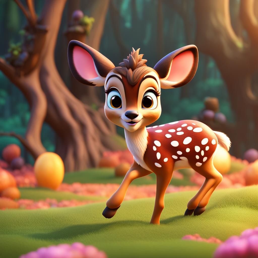 Bambi as Disney Princess: 3D Digital Art