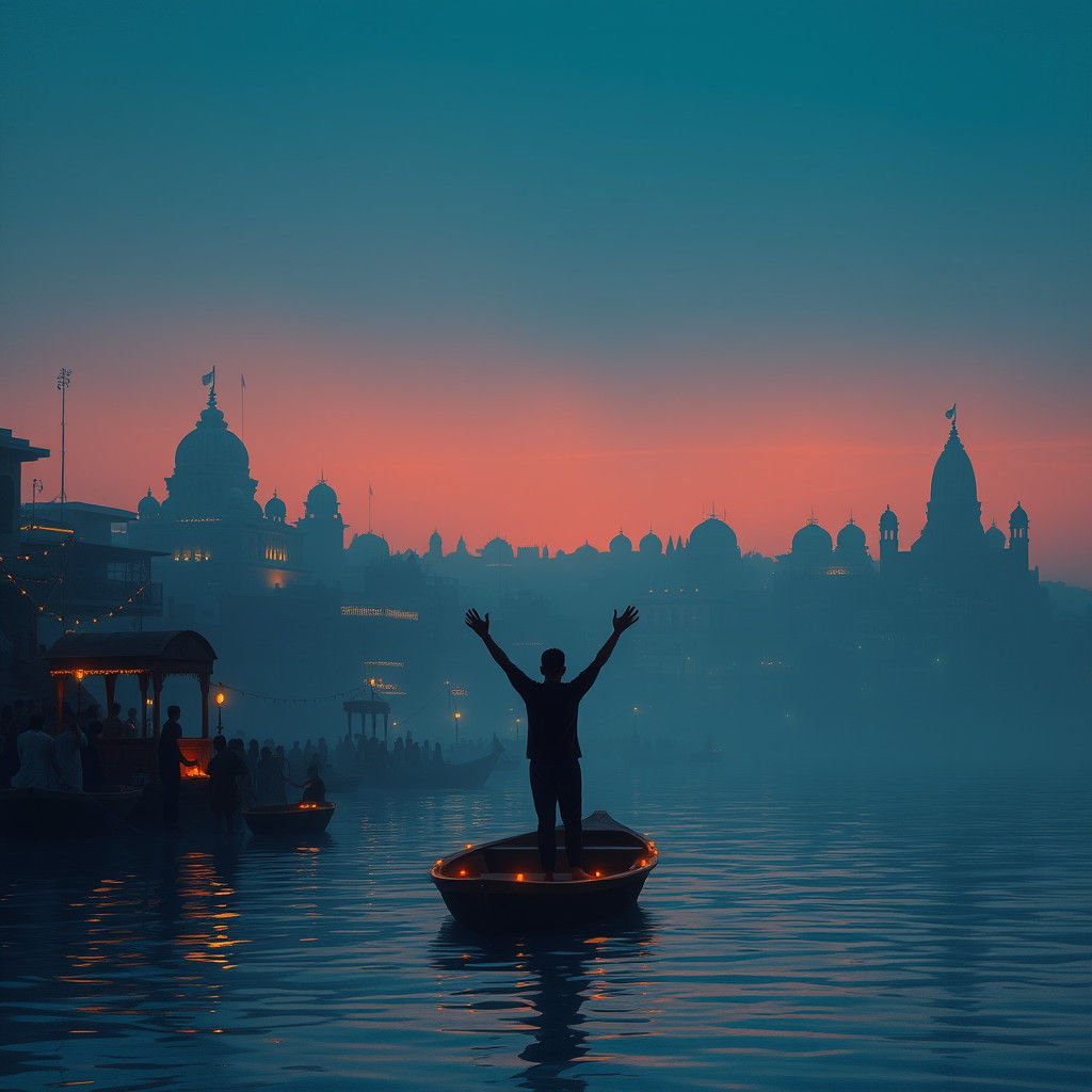 Varanasi Skyline Before Dawn, Ethereal Glow