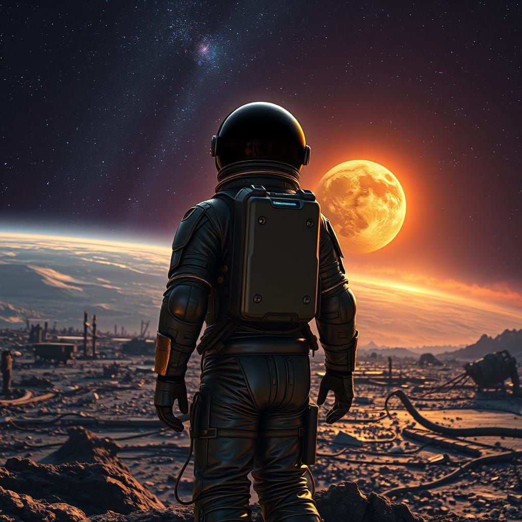 Astronaut Watches Earth's Destruction in a Ruined, Starry Un...