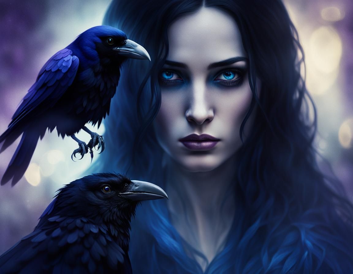 Raven-Haired Sorceress Portrait in Dark Fantasy Style