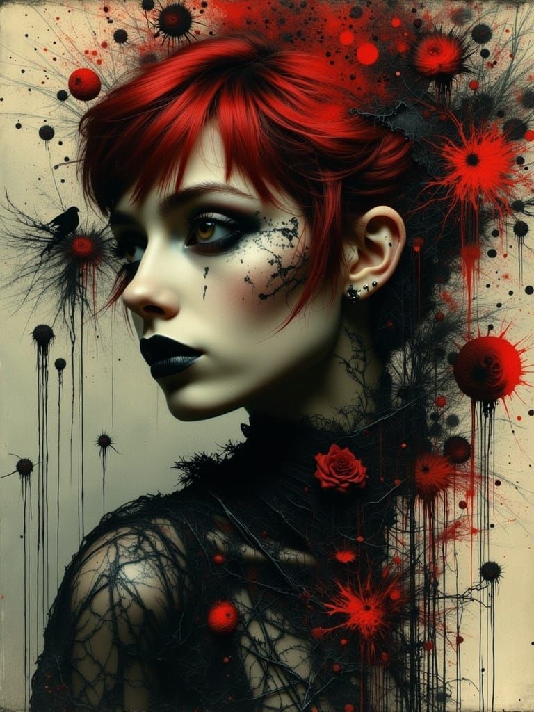 Gothic Despaircore Portrait of a Young Woman